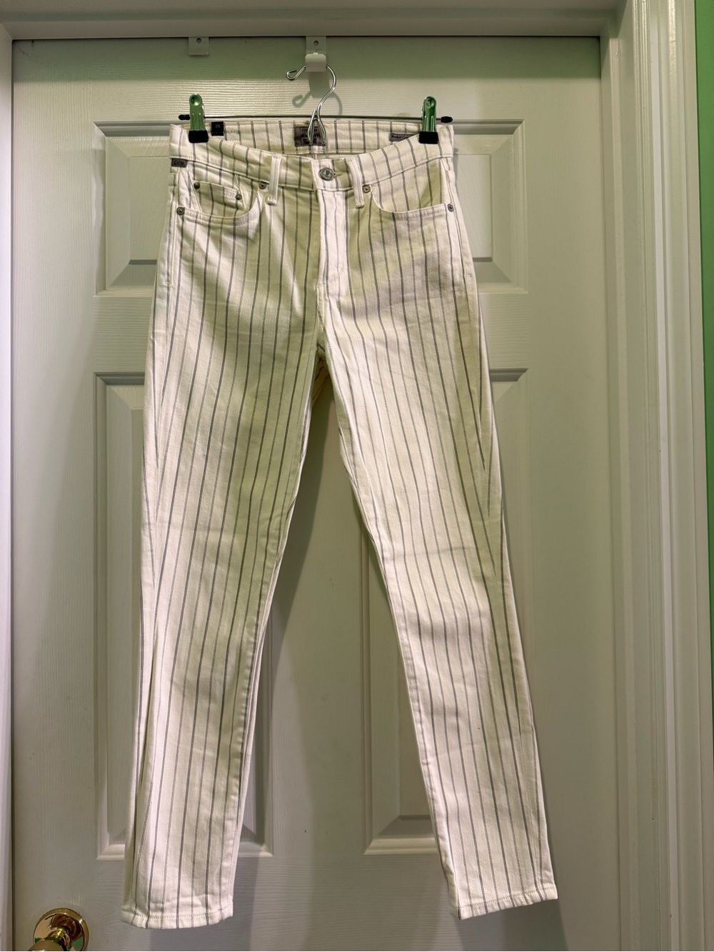 Citizens Of Humanity Cream Jeans with Black Pinstripes